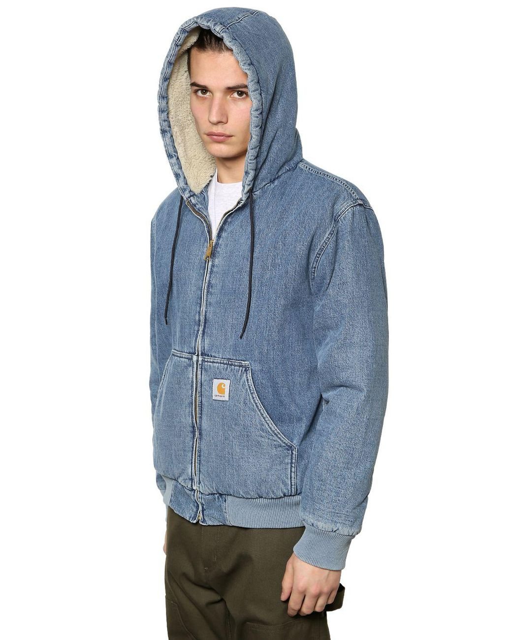 Carhartt Hooded Stone Washed Active Denim Jacket in Blue for Men | Lyst