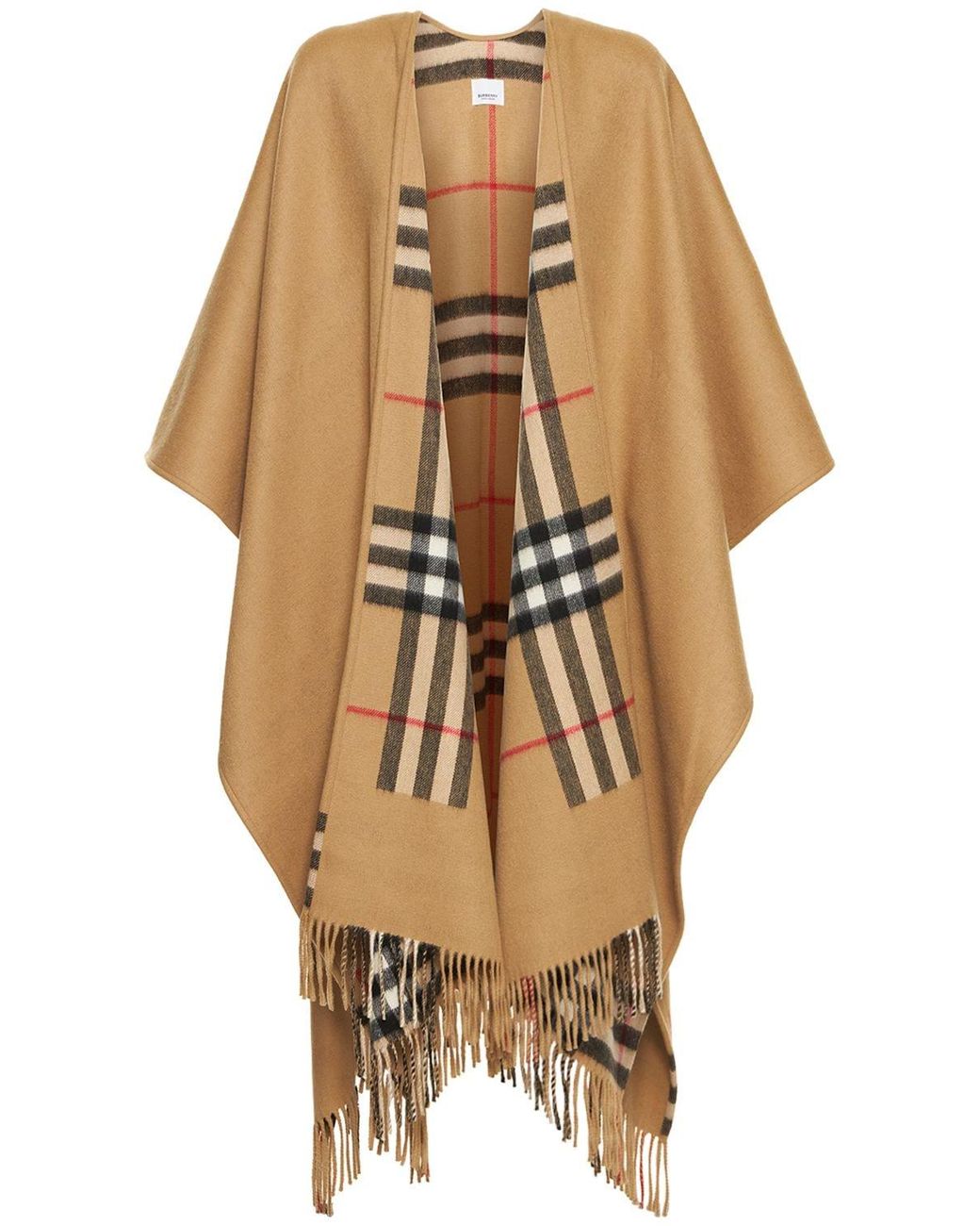 Burberry Long Giant Check Cashmere & Wool Cape in Metallic | Lyst