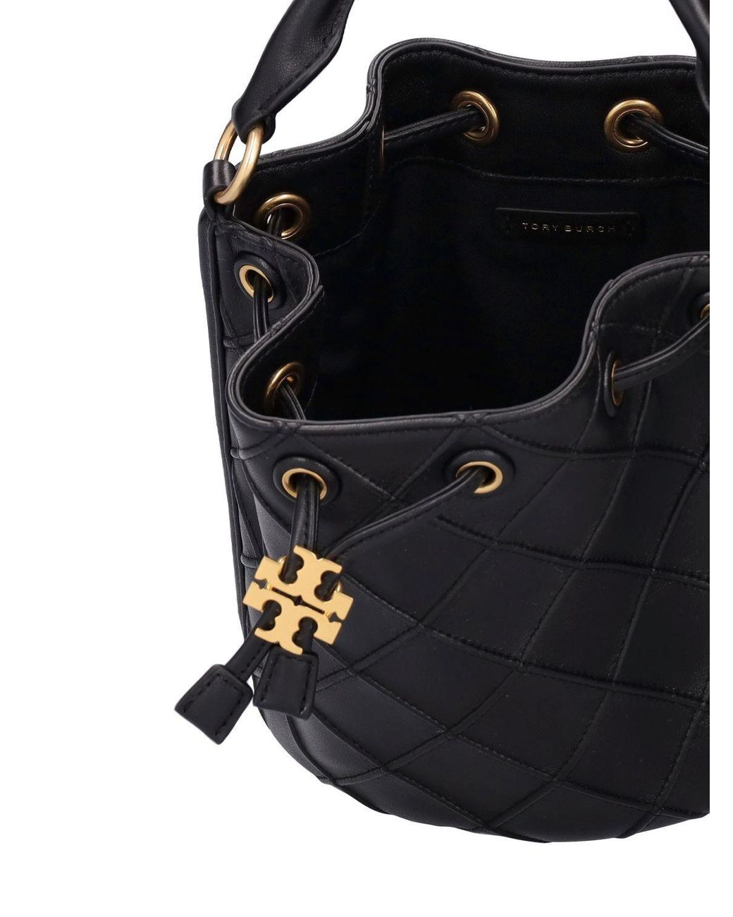 Tory Burch Fleming Soft Leather Bucket Bag in Black