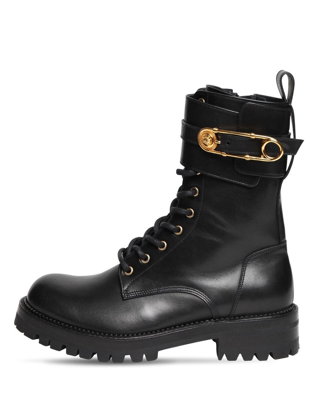 Versace 40mm Leather Combat Boots in Black - Lyst