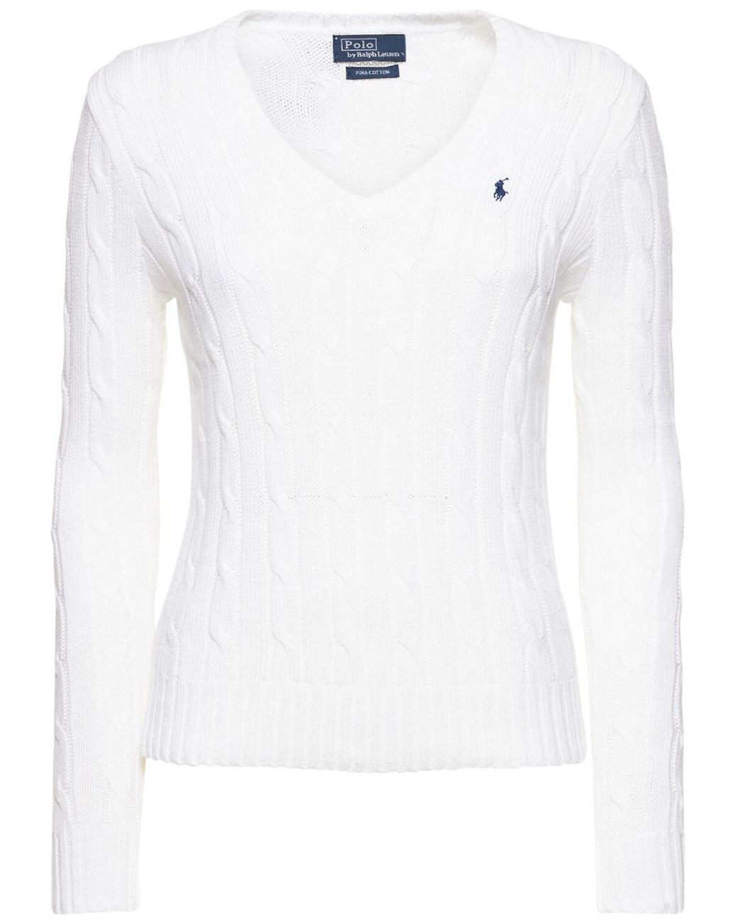 Maglia kimberly in maglia a trecce di Polo Ralph Lauren in Bianco | Lyst