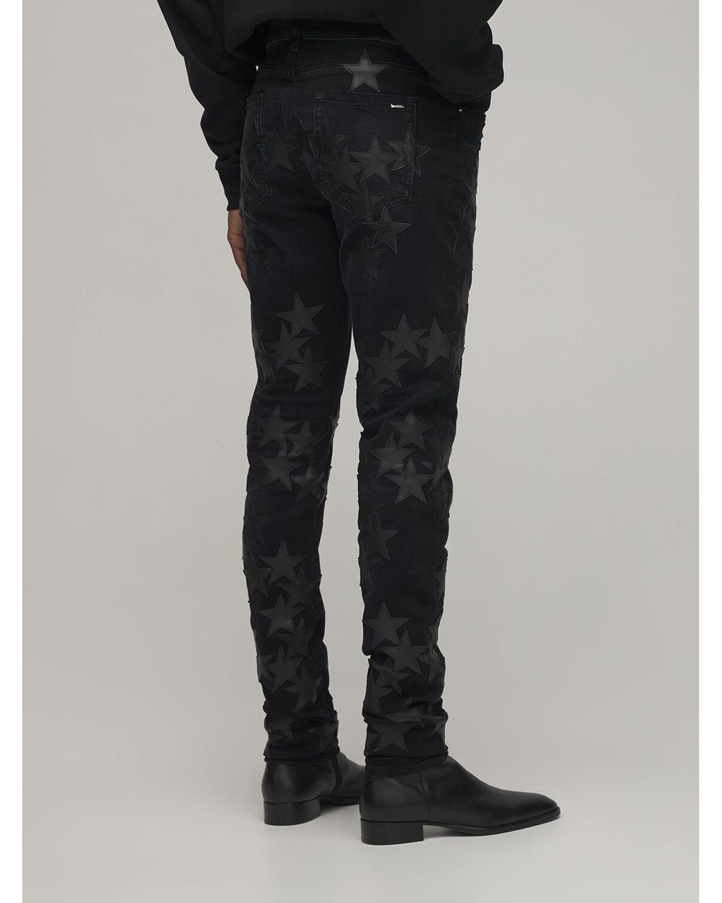 Amiri Chemist Leather Stars Jeans in Black for Men | Lyst