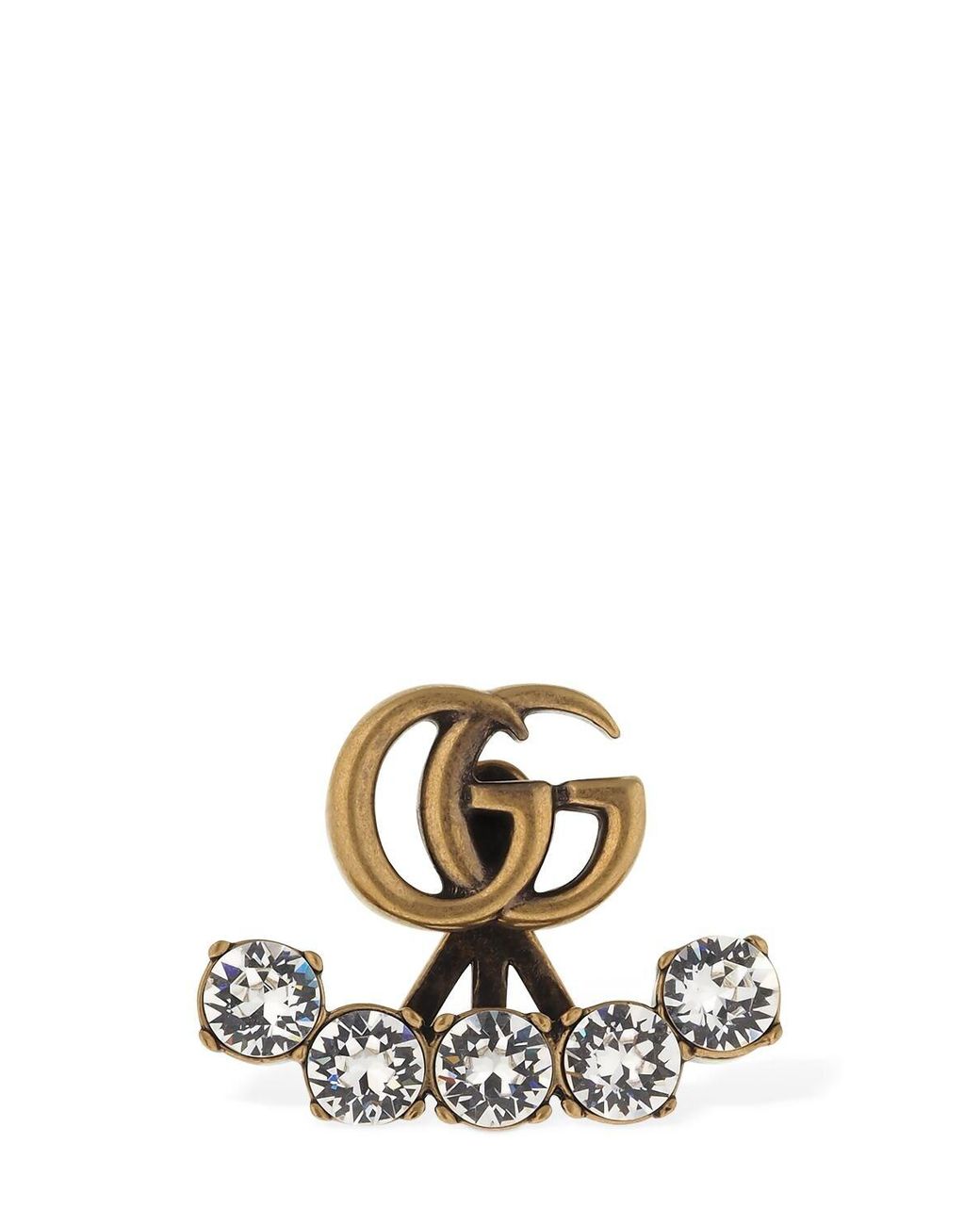 Gucci Single Crystal Double G Earring in Black Lyst