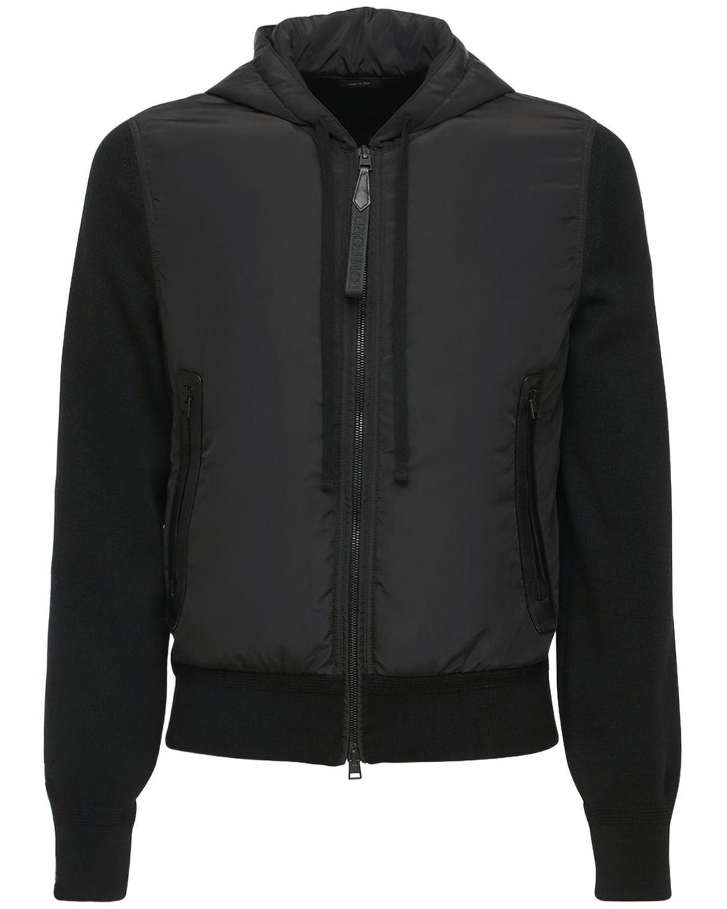 Tom Ford Synthetic Hooded Nylon & Wool Knit Jacket in Black for Men - Lyst