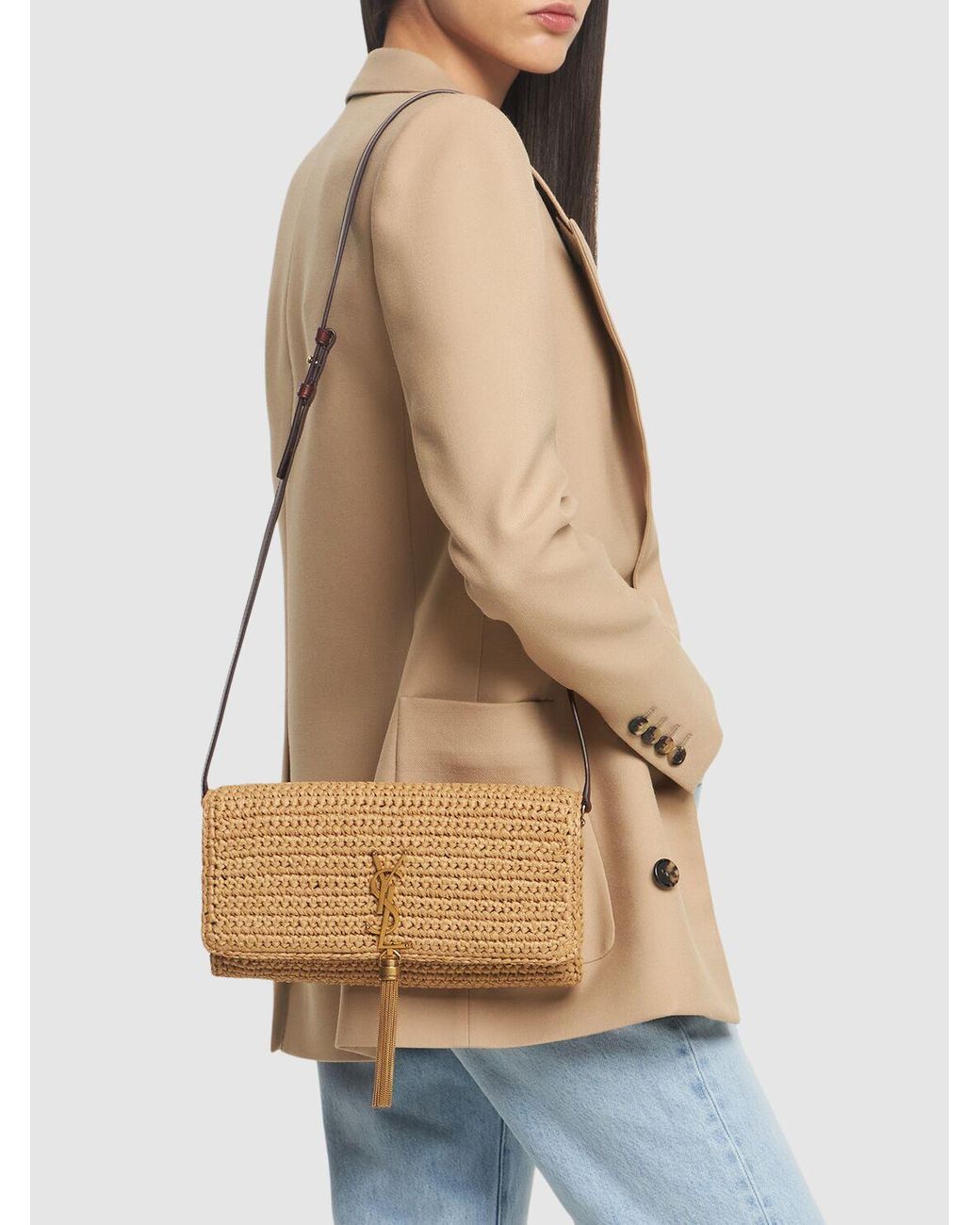 Saint Laurent Kate 99 Raffia Bag W Tassel in Natural Lyst