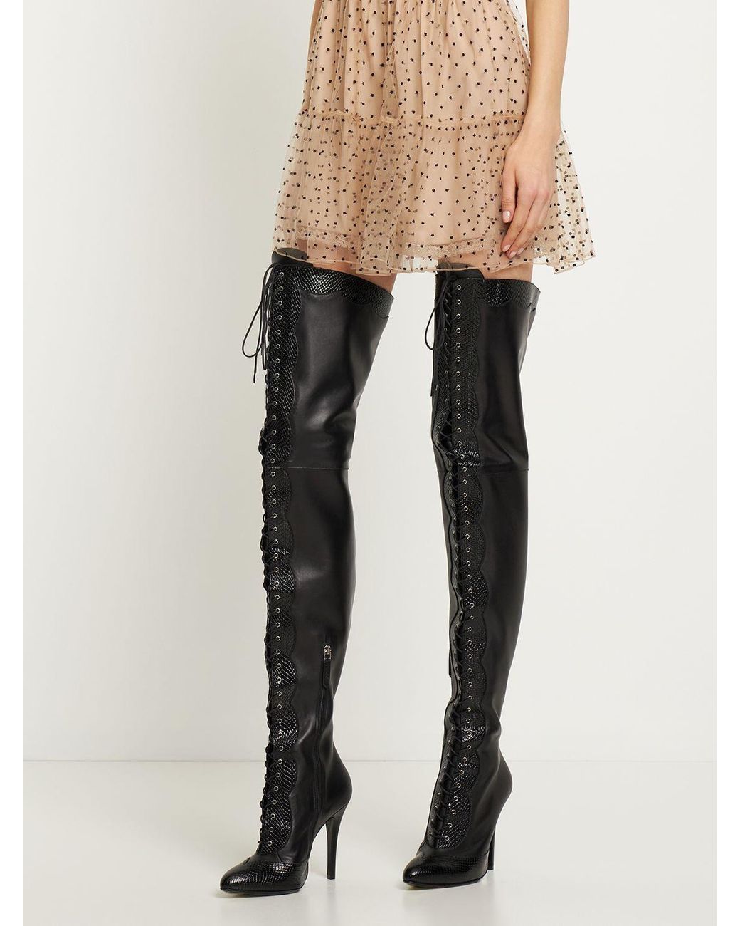 ダウンジャケット・コート 90mm Harriet Leather Over The Knee Boots Gucci 90mm Harriet Leather Over The Knee Boots - Runway Catalog
