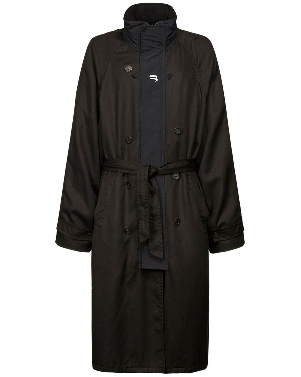 Balenciaga B Print Tech Gabardine Sport Trench Coat in Black for Men Lyst