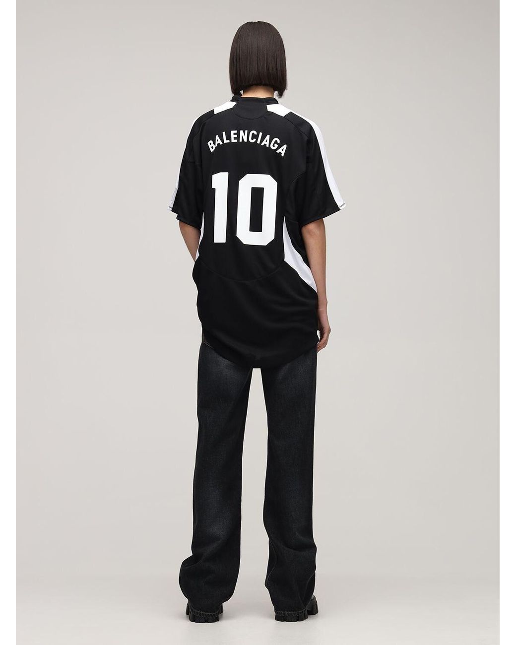 Balenciaga Oversized Logo Mesh Football T-shirt in Black/White (Black) |  Lyst