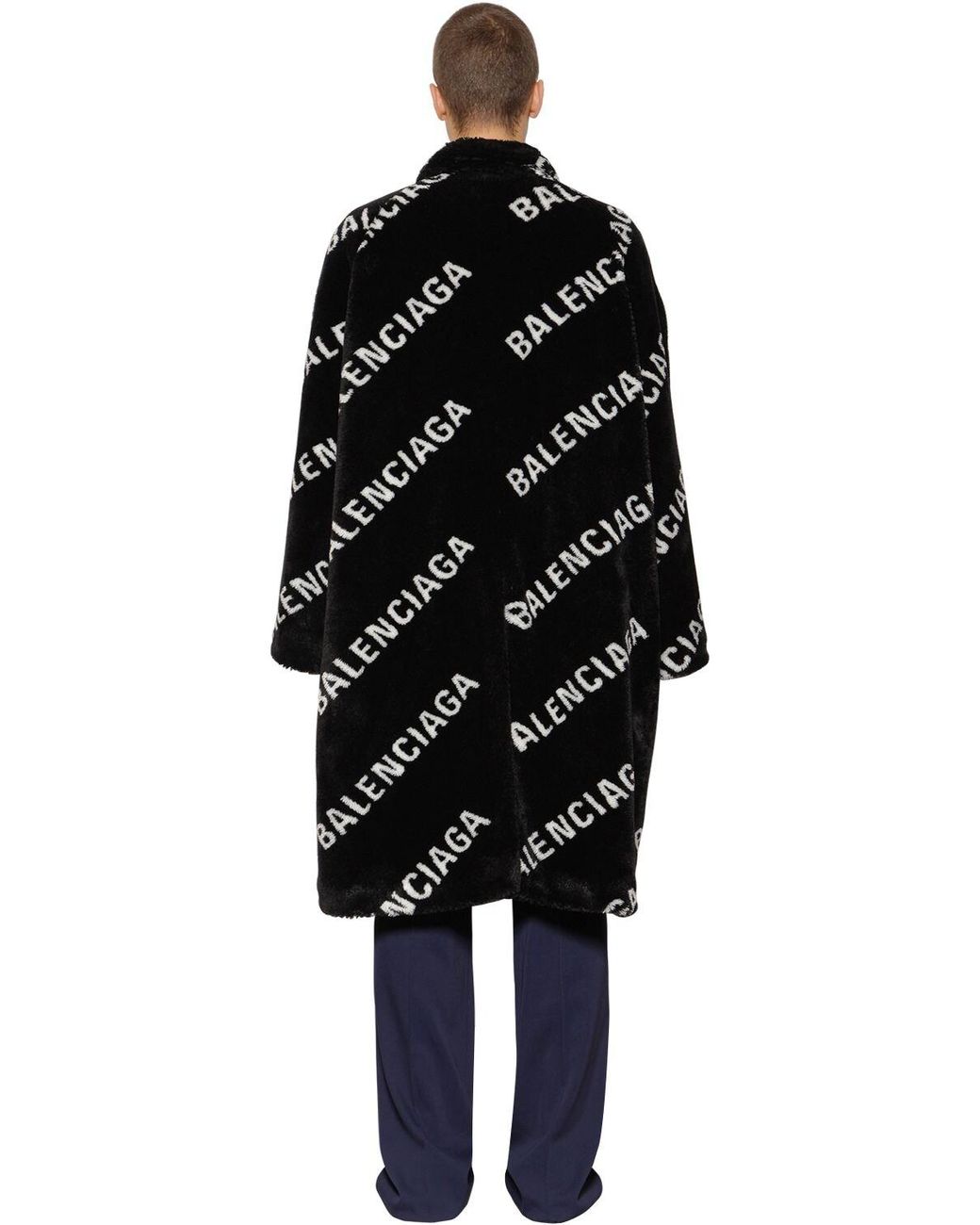 Abrigo Oversize De Pelo Sintético Balenciaga de Pelo de color Negro para  hombre | Lyst