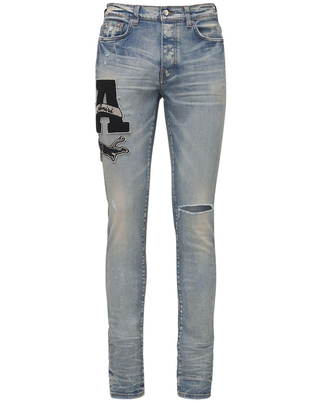 Amiri Varsity Patch Denim Jeans in Blue 