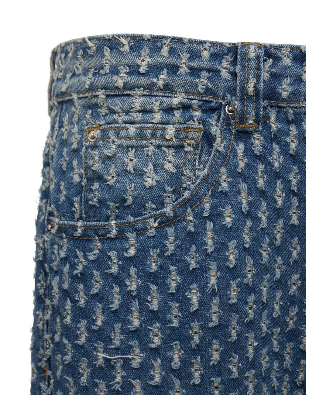 Denim Washed Distressed Skater Jeans 