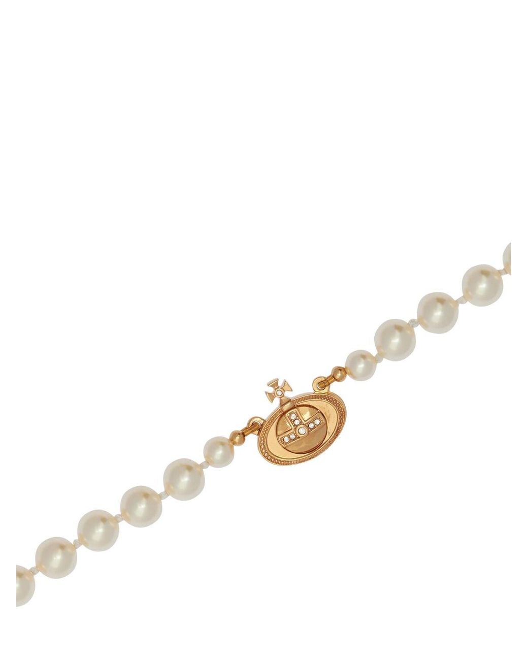 Vivienne Westwood One Row Faux Pearl Drop Choker in Metallic | Lyst