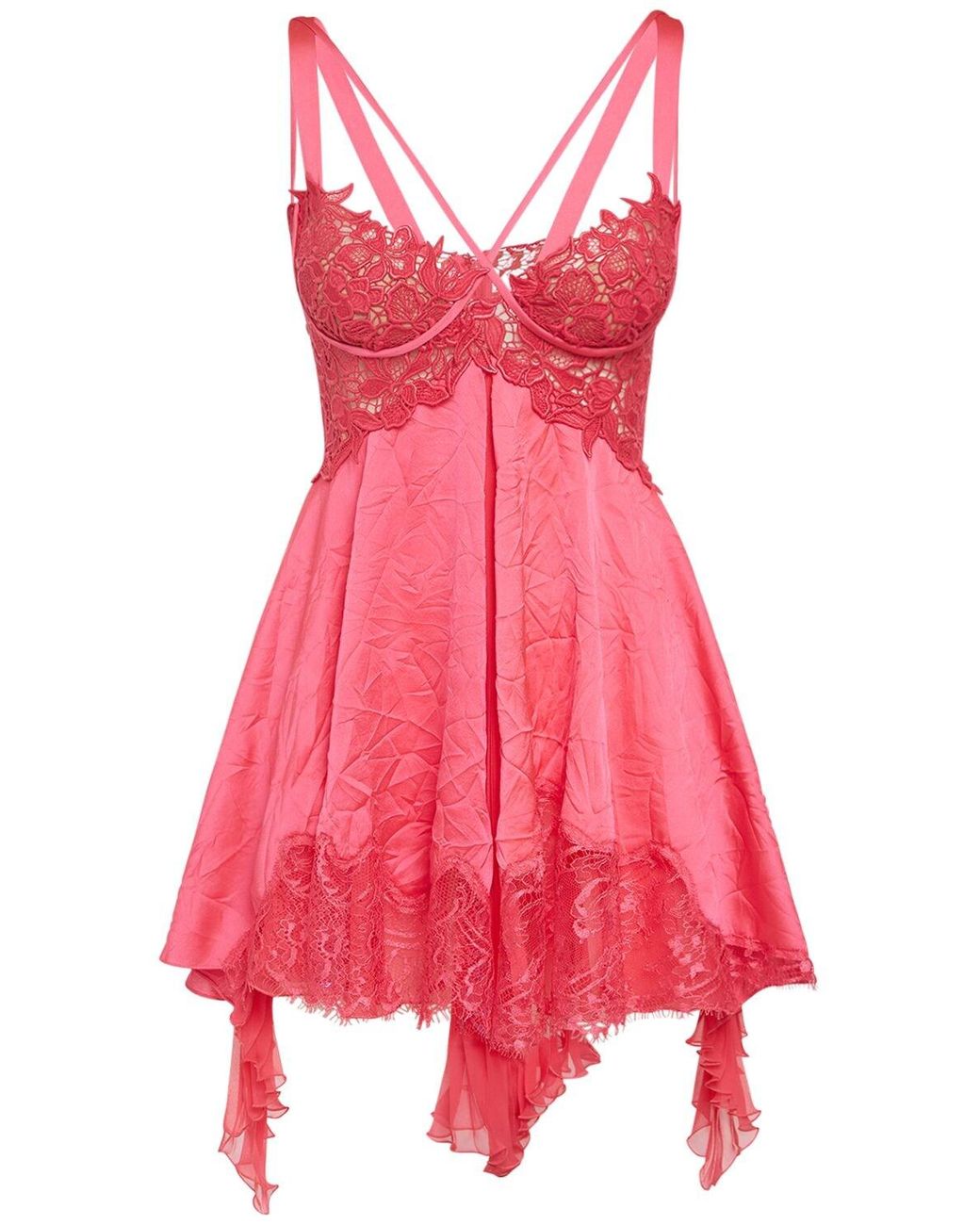 Versace Satin & Lace Mini Dress in Pink Lyst UK