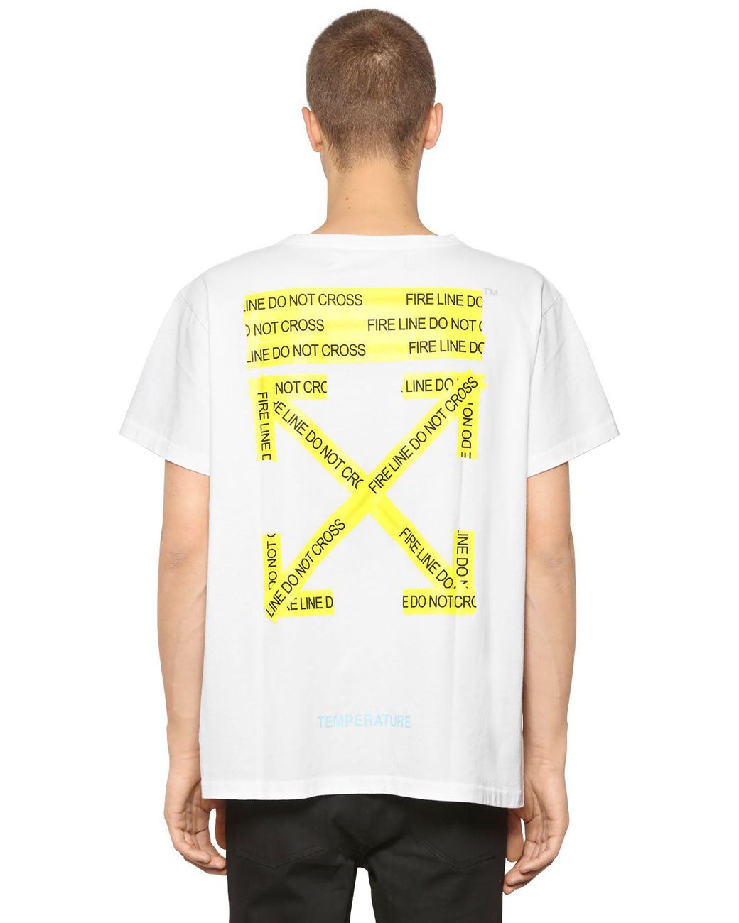 Off-White c/o Virgil Abloh Oversize Fire Line Tape Jersey T-shirt 