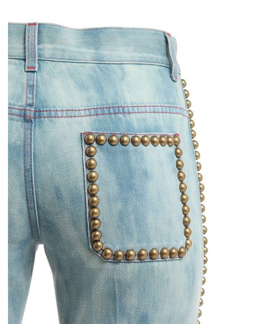 Gucci Gerade geschnittene Jeans aus Denim und Canvas mit Logomuster in Weiß  für Herren