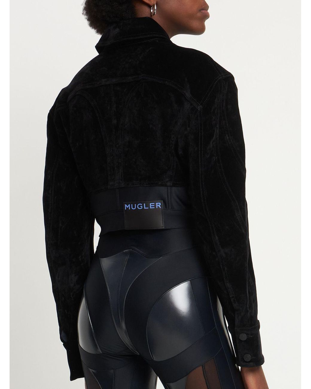 mugler Cropped Leather Jacket in Black - Mugler, Mytheresa