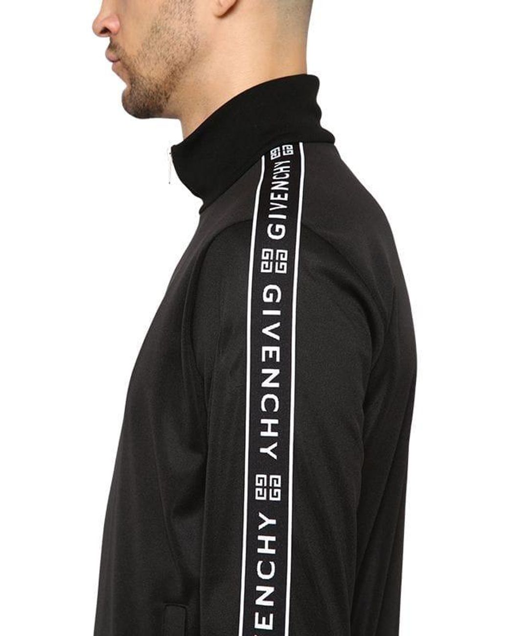 Givenchy Ticker Sleeve Logo Zip Up Track Jacket Black for Men | Lyst