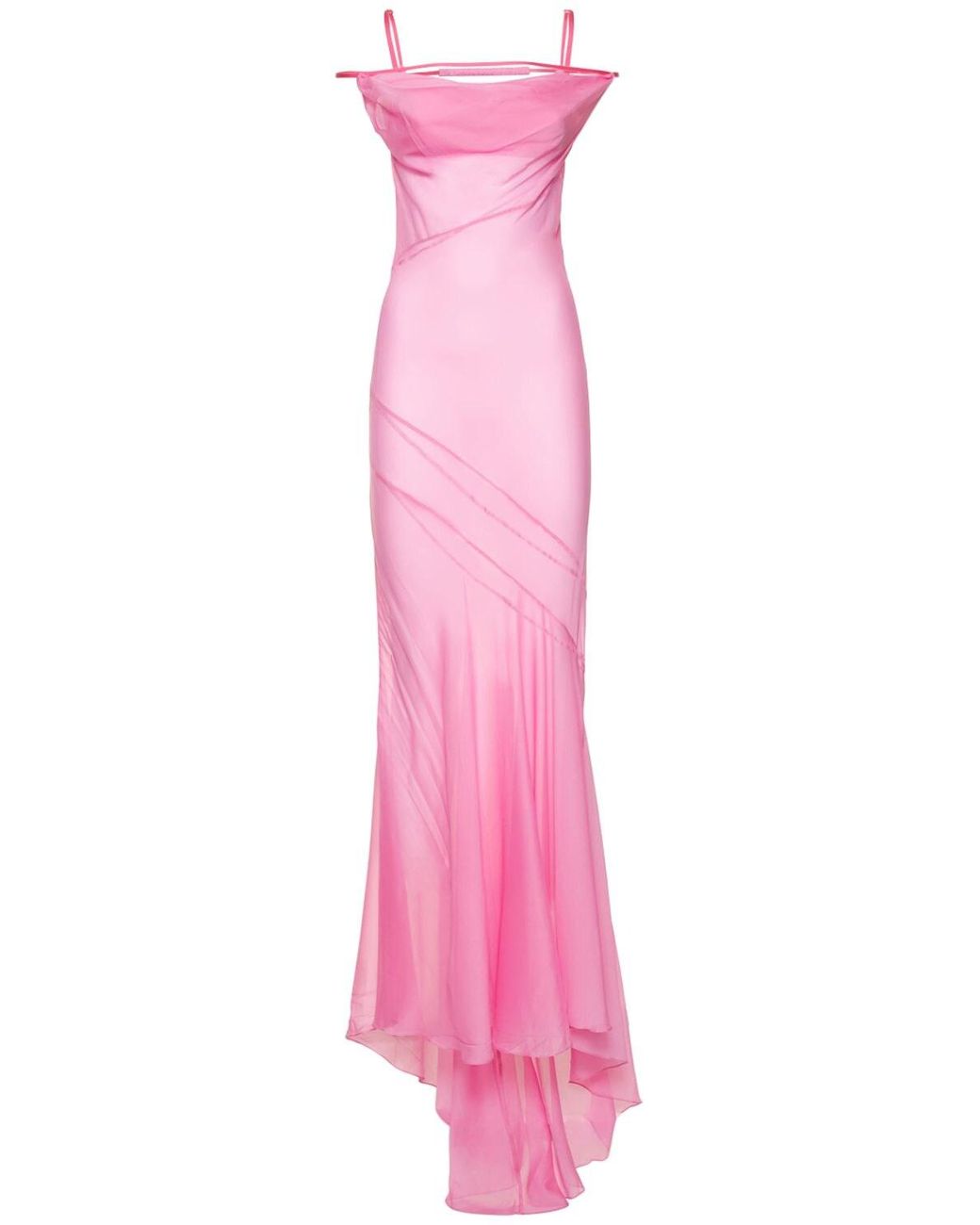 Jacquemus La Robe Draggiu Sheer Silk Chiffon Gown in Pink | Lyst UK