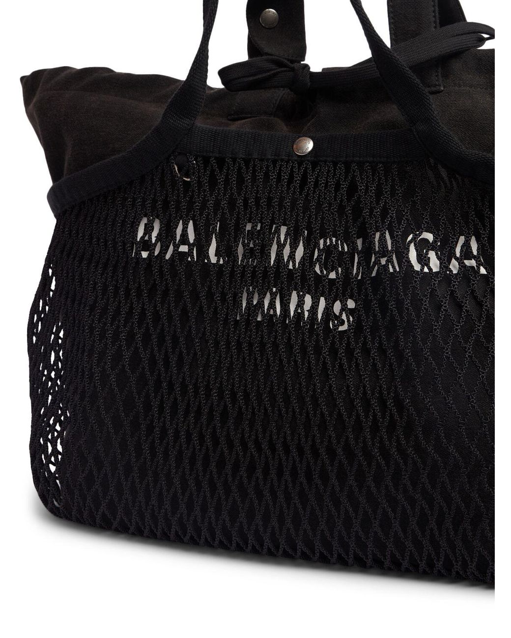 Balenciaga Medium 24/7 Canvas & Fishnet Tote Bags in Black