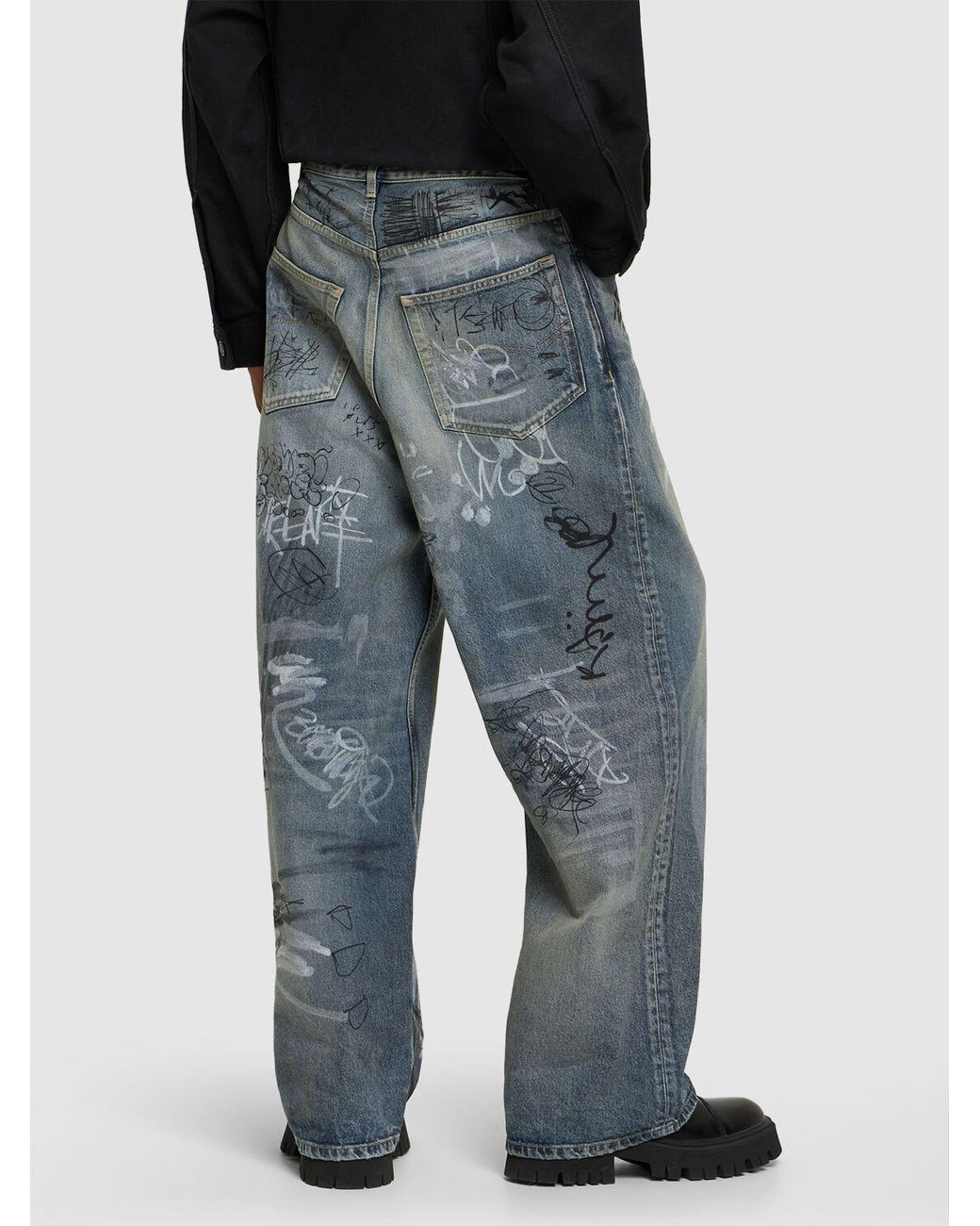 Balenciaga Baggy Cotton Jeans in Blue for Men | Lyst