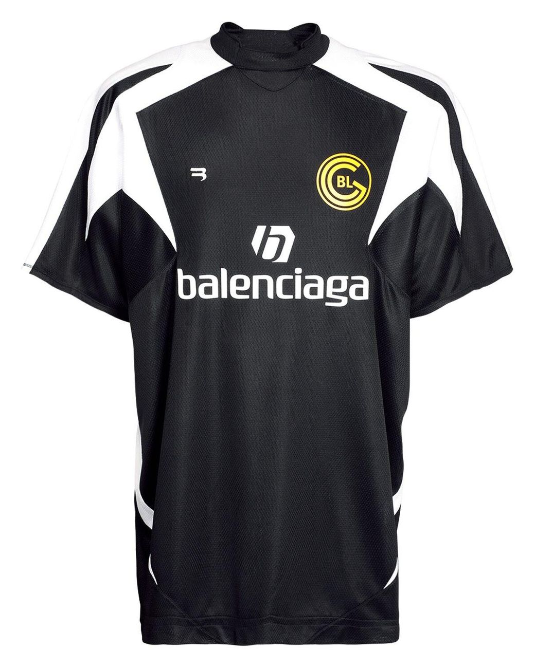 Balenciaga Two Tone Logo Mesh Football Jersey in Black for Balenciaga Two Tone Logo Mesh Football Jersey in Black for