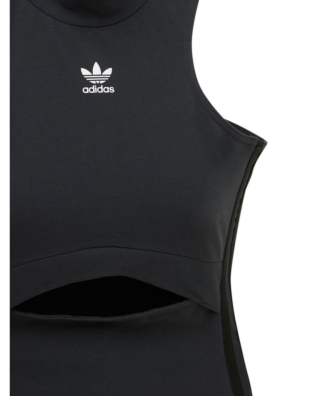 adidas Originals Stretch Cotton Bodysuit W/ Cut Outs in Black | Lyst