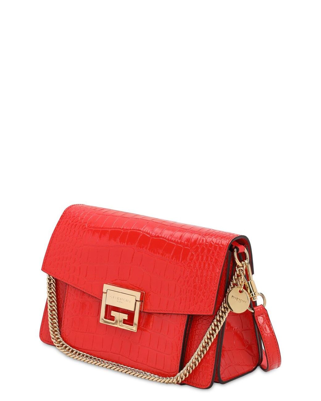 Givenchy Small Gv3 Croc Embossed Leather Bag in Red | Lyst