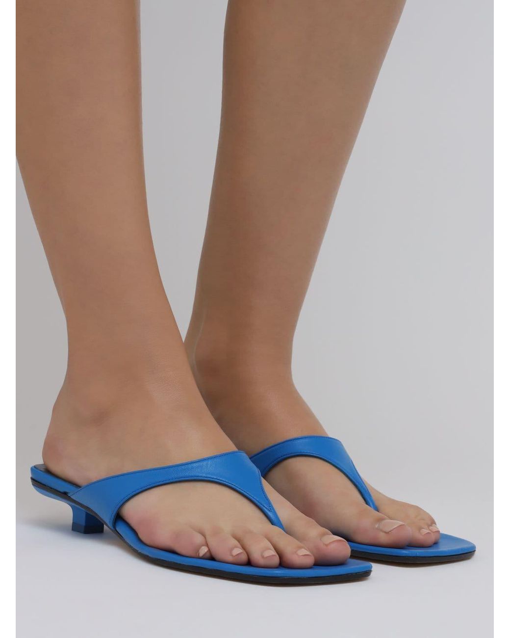 BY FAR 30mm Jack Leather Thong Sandals in Blue - Lyst