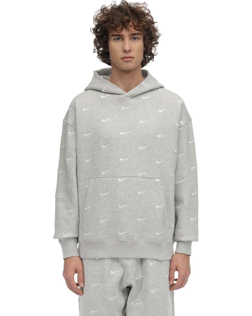 Nike Nrg Swoosh Logo Sweatshirt Hoodie in Grey for Men | Lyst Australia