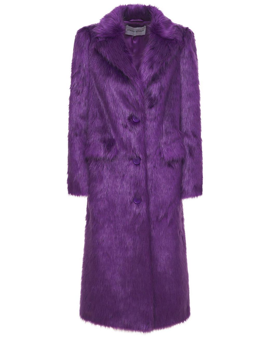 Stand Studio Kathy Faux Pony Hair Coat in Purple Lyst