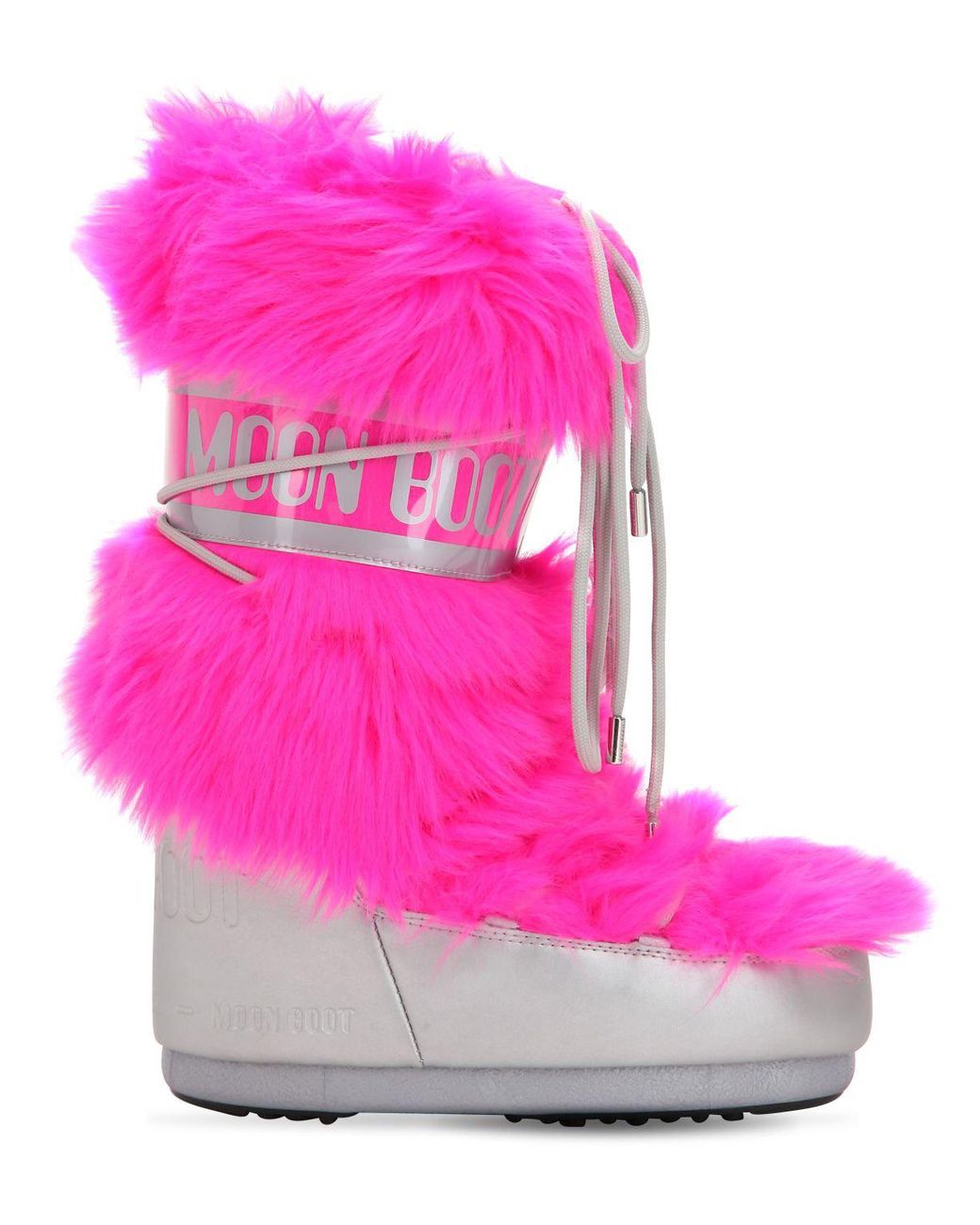 Moon Boot Long Faux Fur Snow Boots in Pink | Lyst