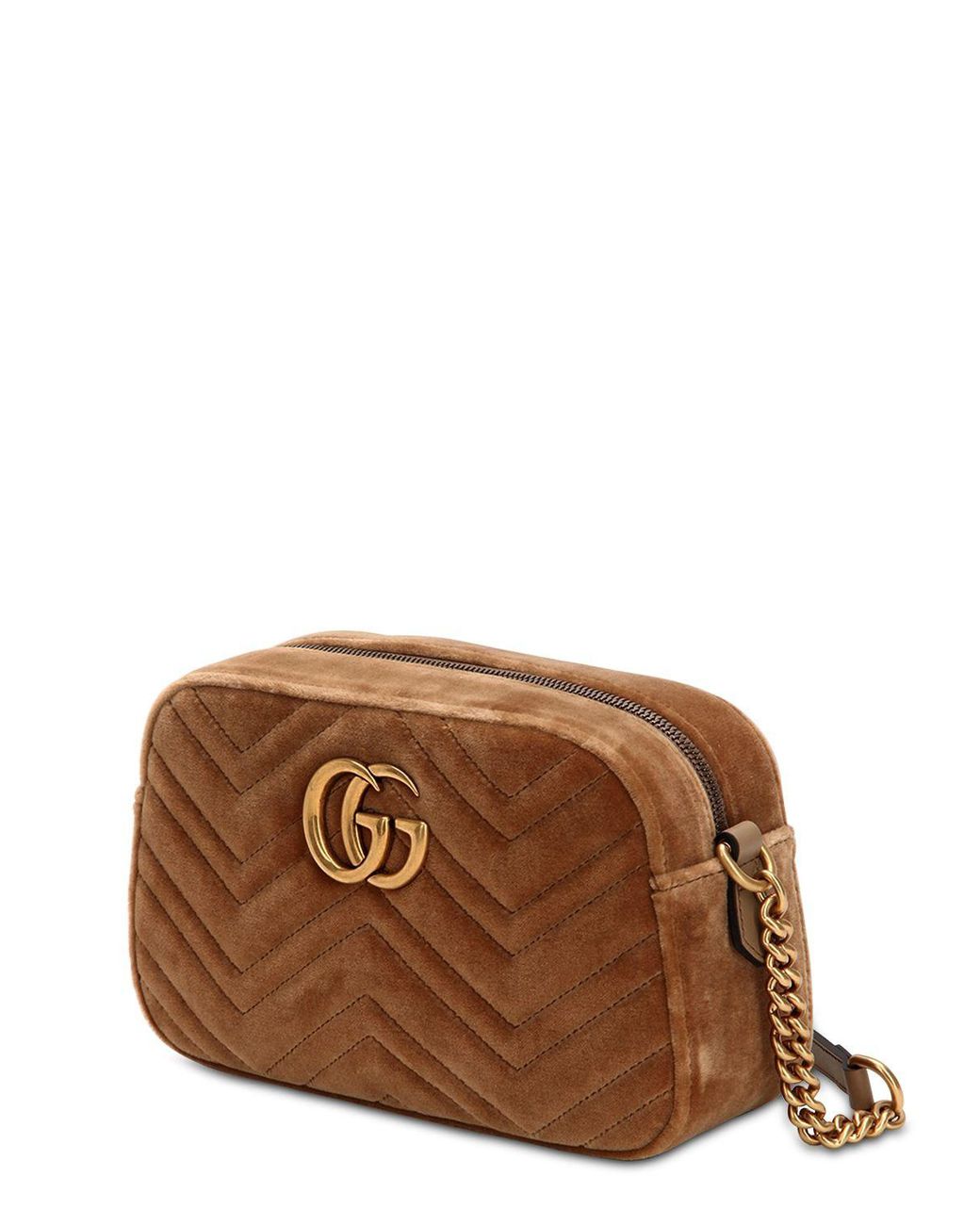 Gucci GG Velvet Small Marmont Matelassé Camera Bag - Neutrals