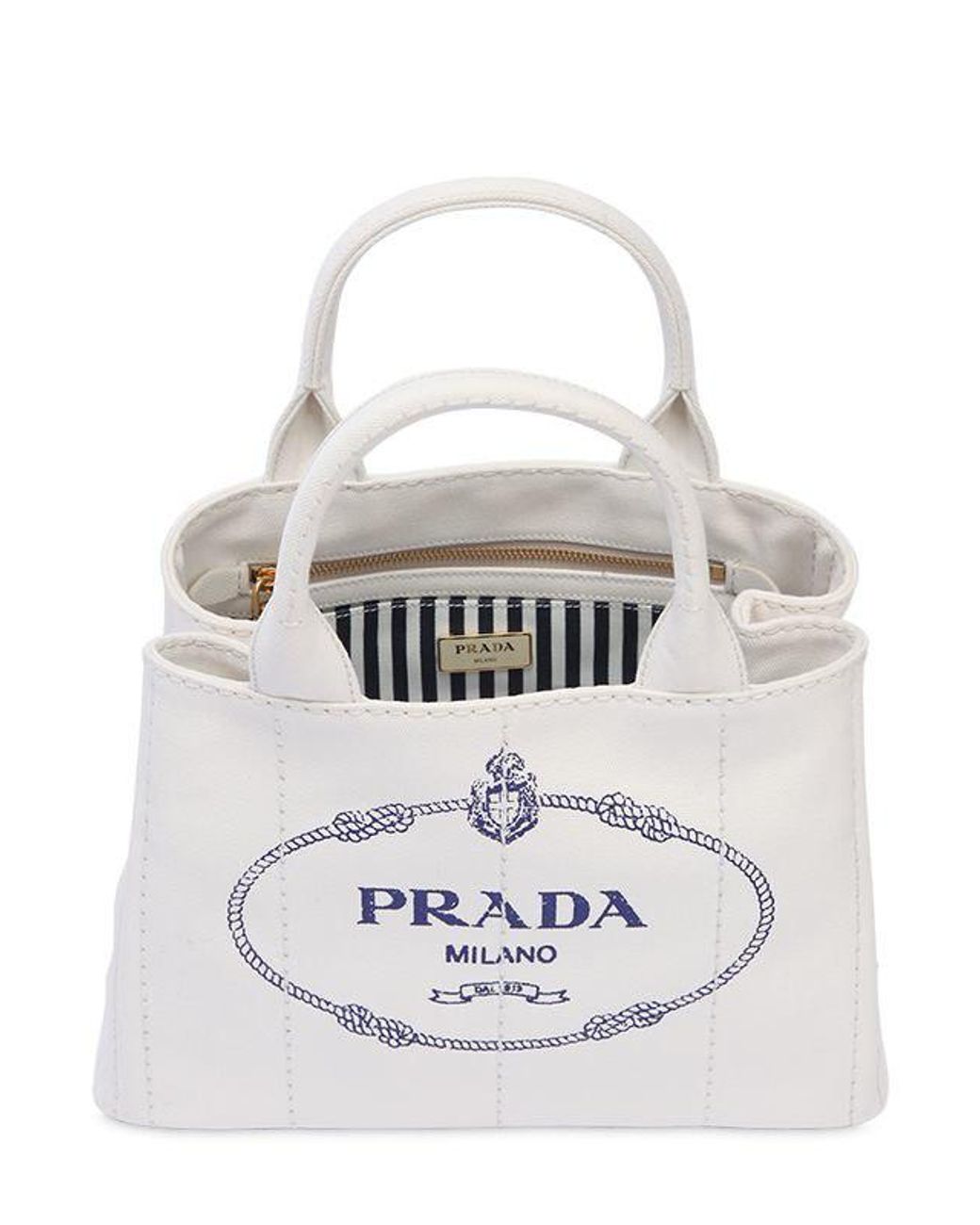 Prada Small Gardener's Cotton Canvas Bag in White | Lyst