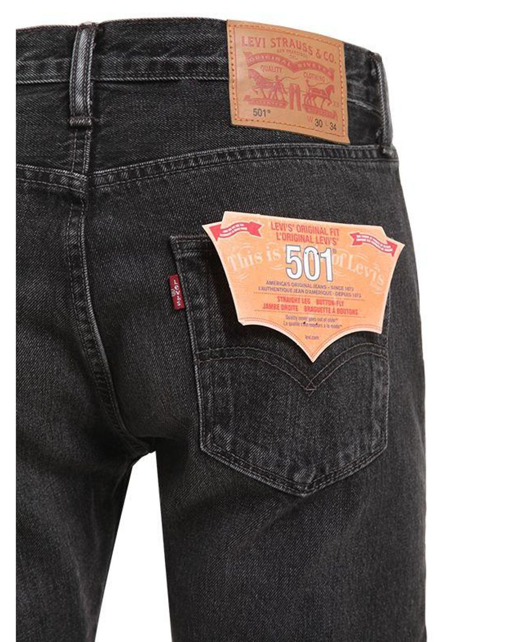 Levi's 501 Original Fit Selvedge Denim Jeans in Black for Men | Lyst
