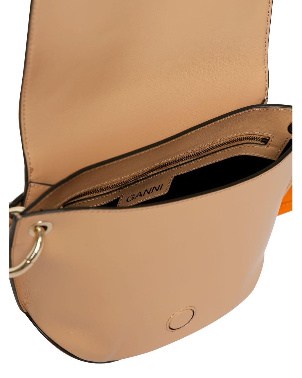 ★Ganni★ Banner Saddle Raffia Crossbody Bag Beige A4737895 GANNI Banner Saddle Raffia Shoulder Bag in Tan | LN-CC