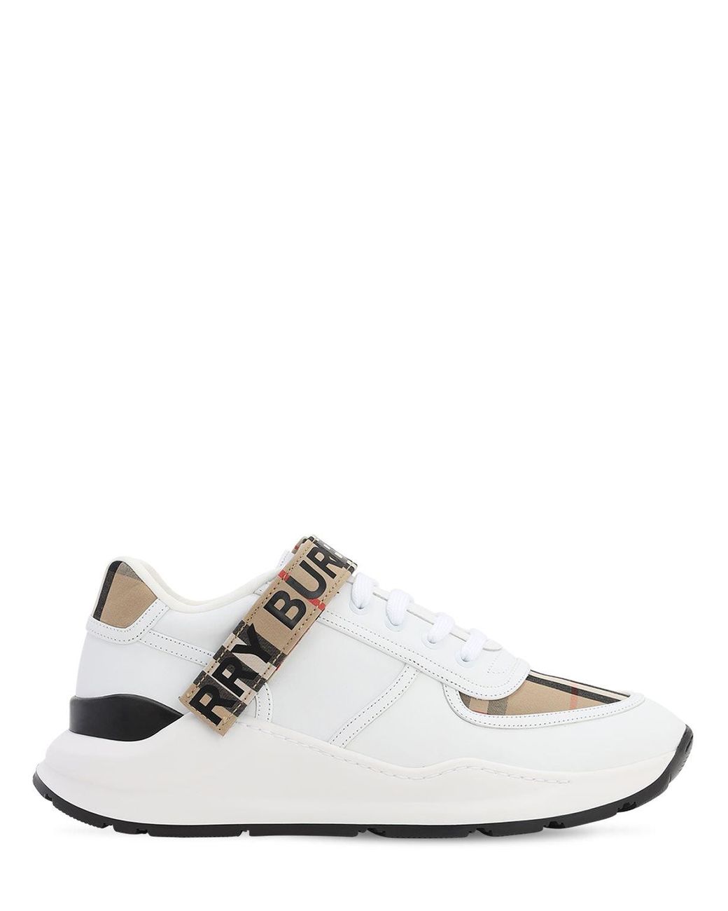 Burberry Ronnie Leather Sneakers in White/Beige (White) for Men - Save ...