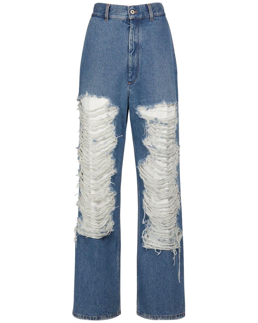 Loewe Ripped Cotton Denim Baggy Jeans in Blue | Lyst