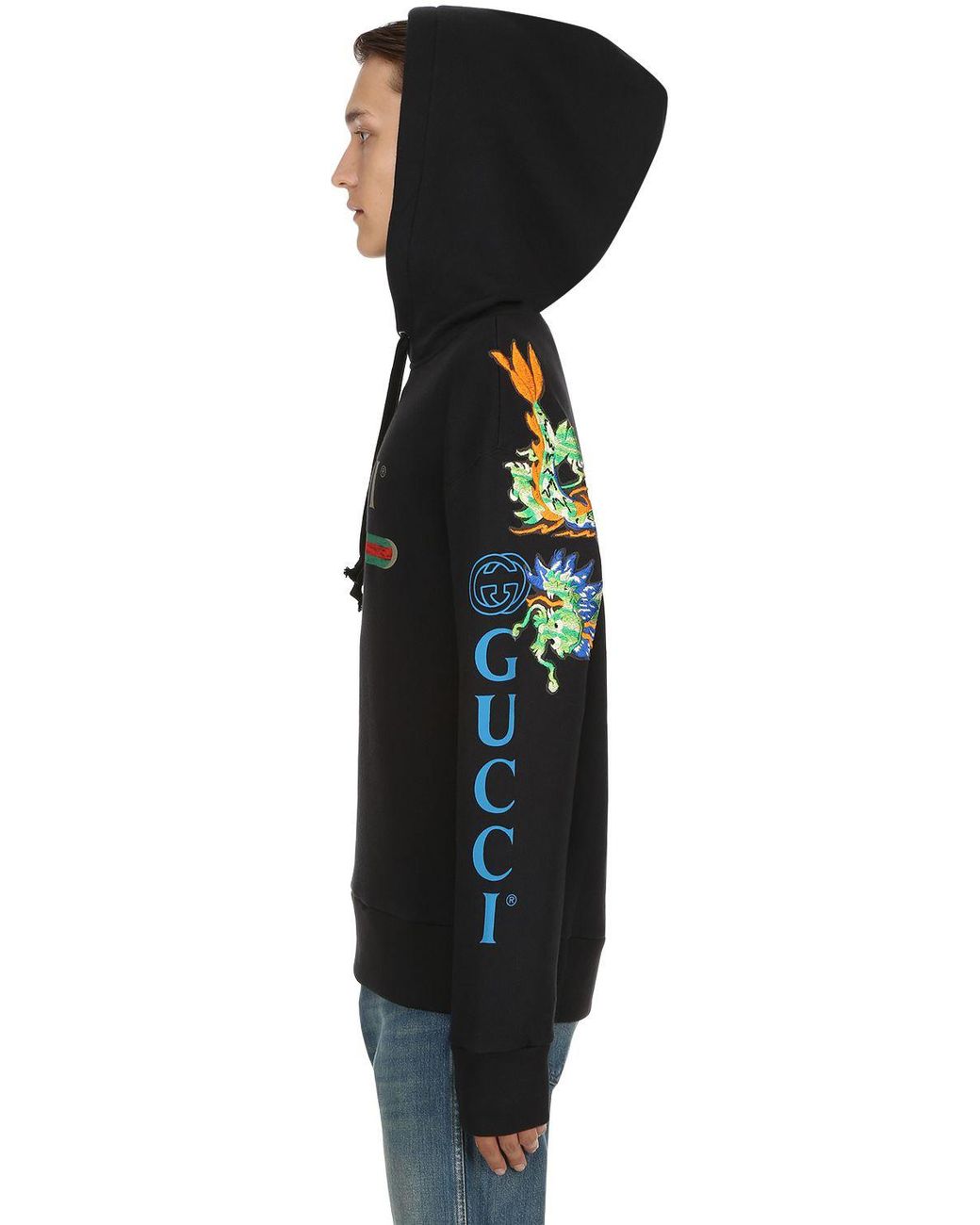 Gucci Men's Black Vintage Logo Cotton Sweatshirt Hooded
