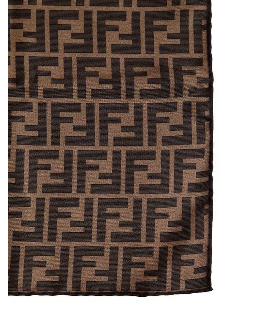 スカーフ SILK FOULARD ALL-OVER FF LOGO Scarf Wool Brown | Fendi