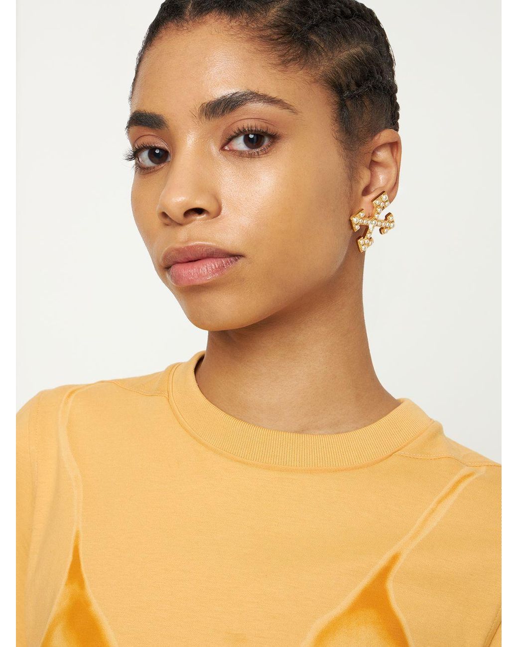 Off White c o Virgil Abloh Faux Pearl Pav Stud Earrings in