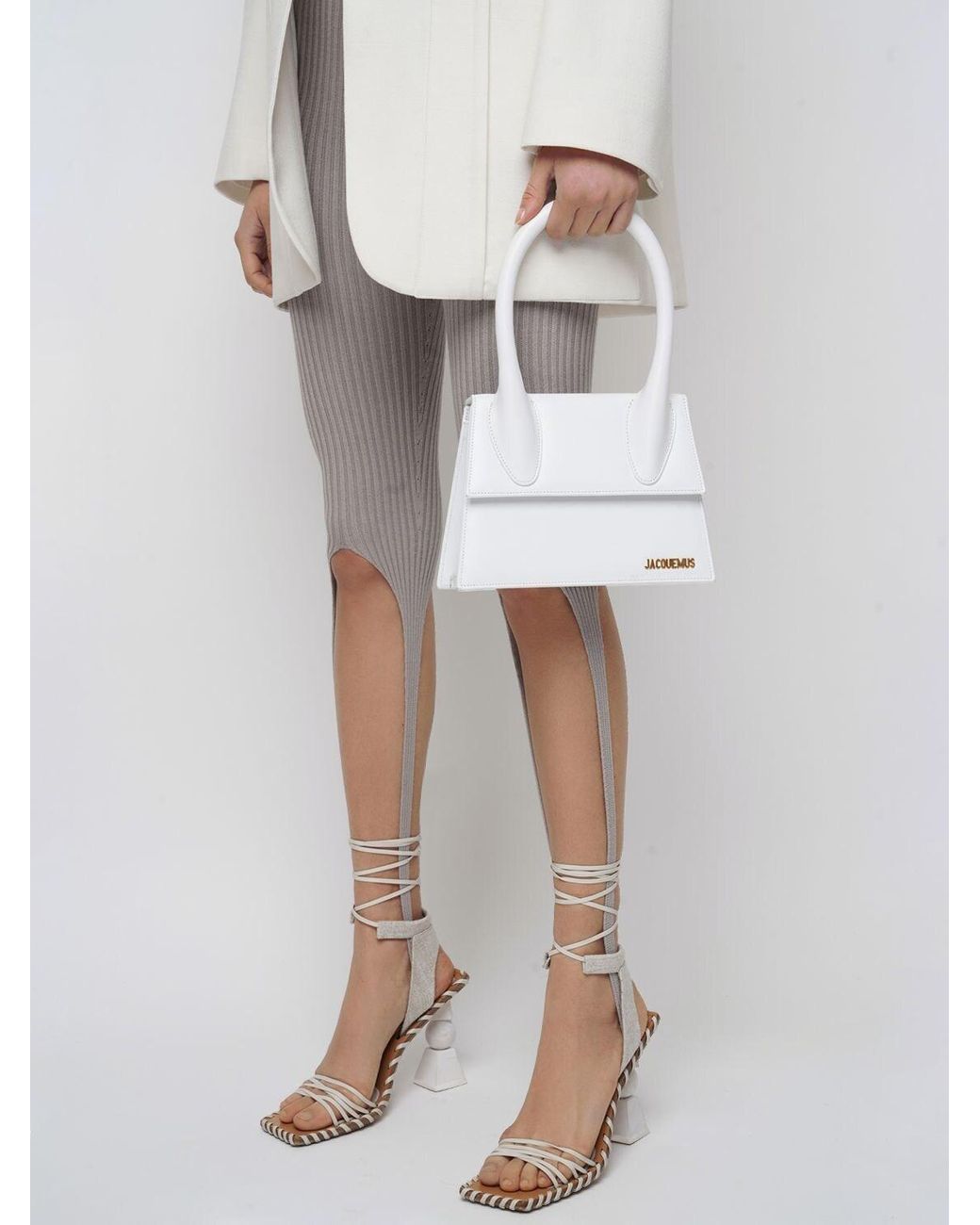 Jacquemus Le Grand Chiquito Leather Top Handle Bag in White