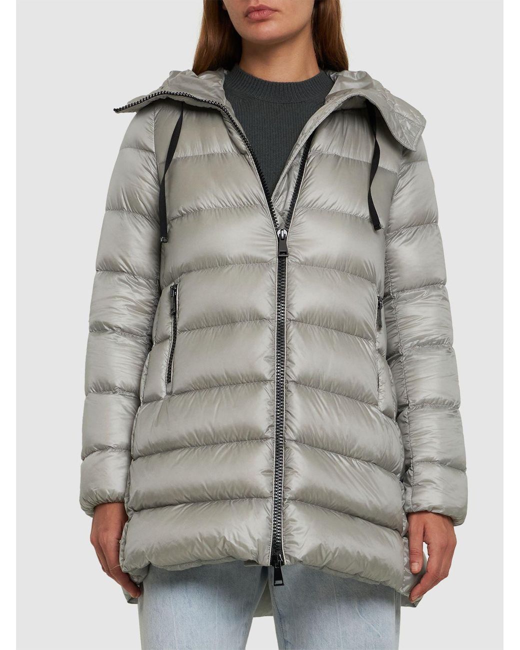 Womens grey moncler coat best sale