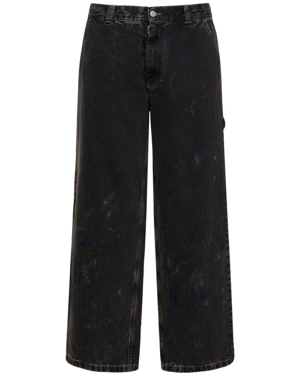 Maison Margiela Splatter Painted Loose Denim Jeans in Black for Men | Lyst