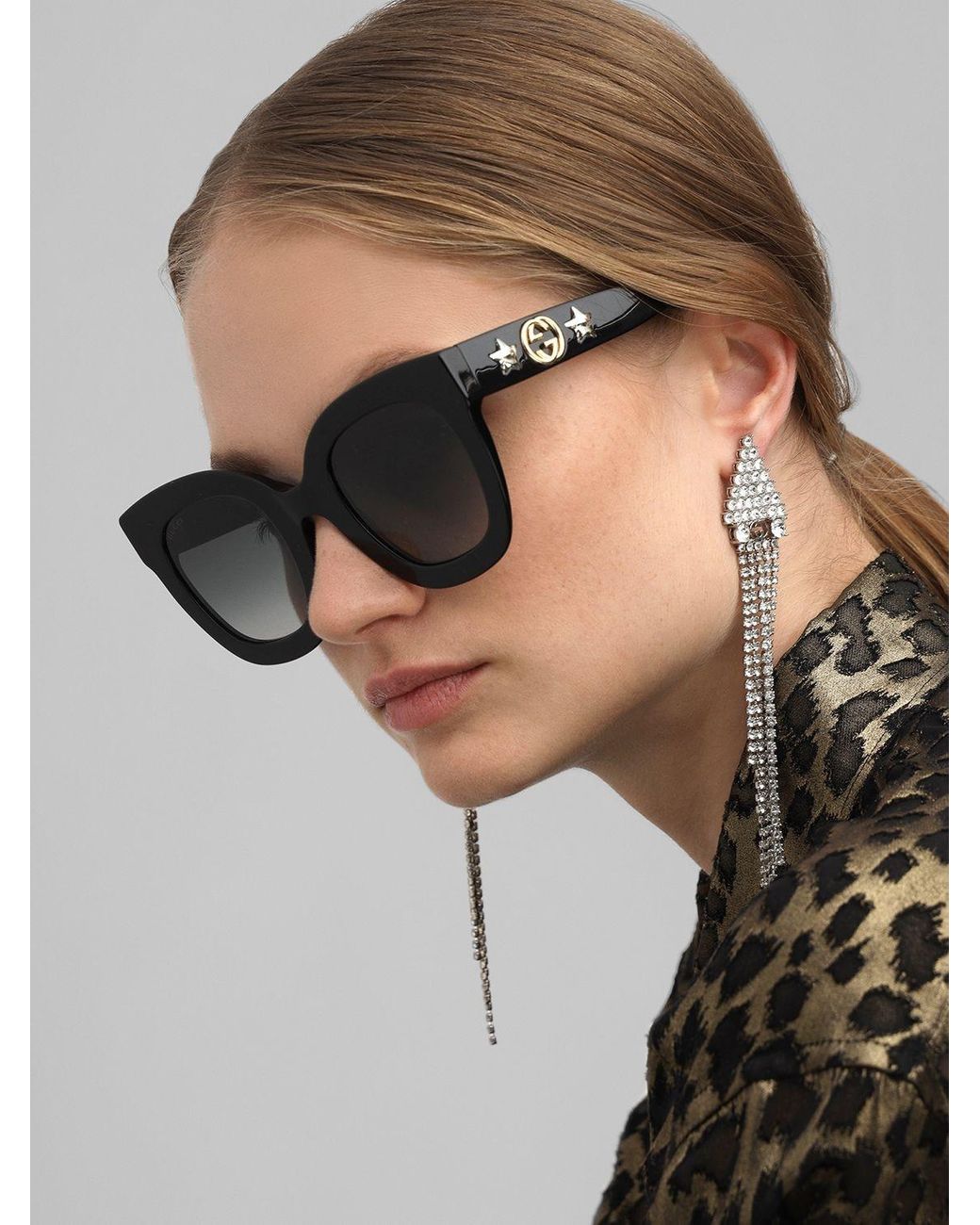 Gafas De Sol Cuadradas Con Estrellas Gucci de color Negro Lyst