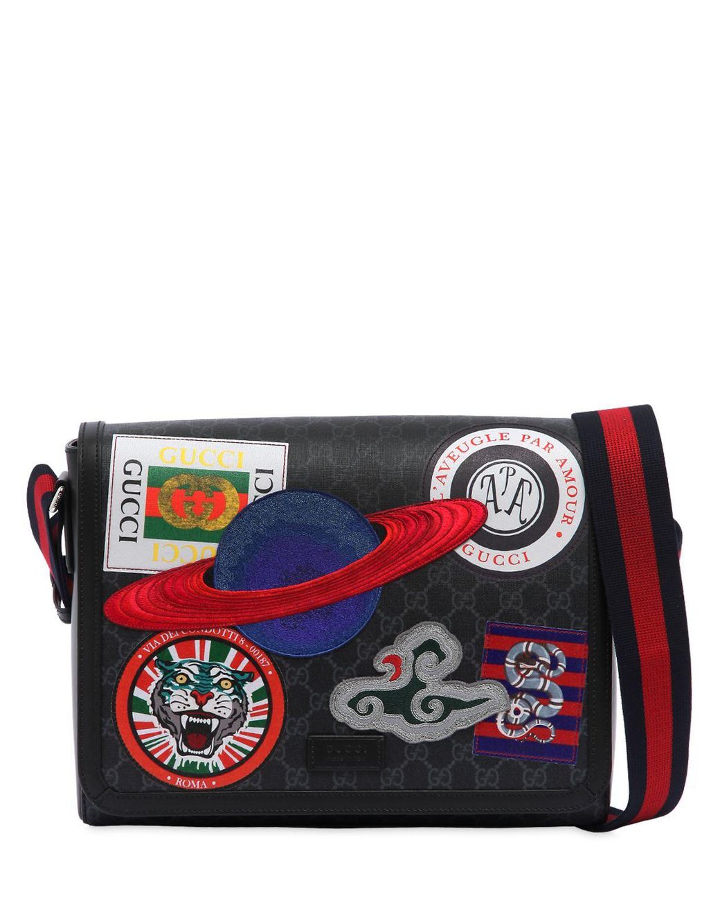 Gucci Men's GG Supreme Patches Messenger Bag