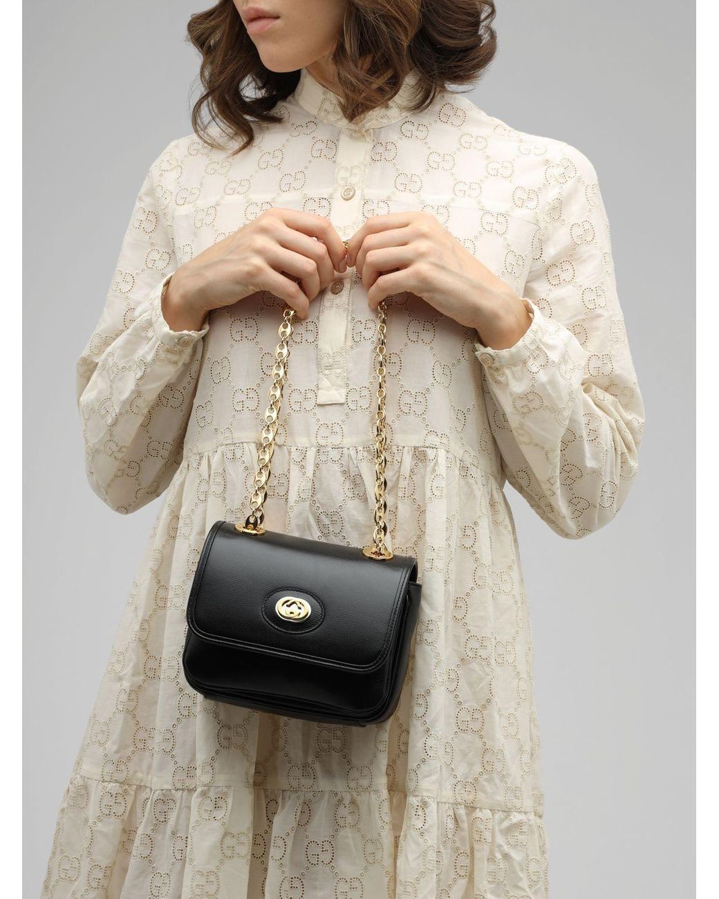 Gucci Mini Marina Leather Shoulder Bag in Black | Lyst Australia