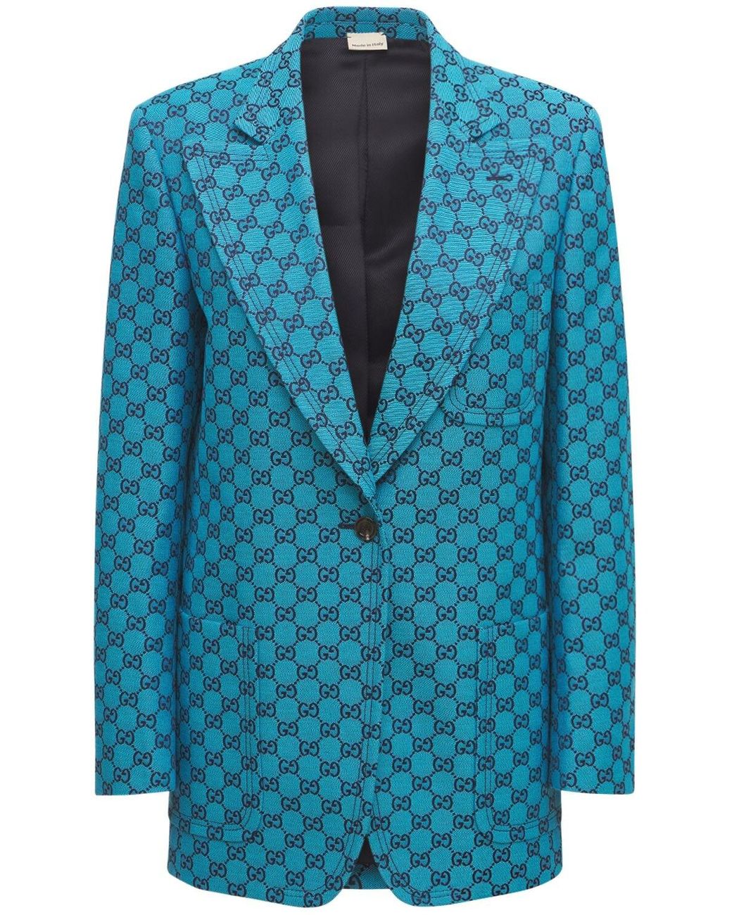 Gucci Gg Multicolor Cotton Blend Jacket in Light Blue (Blue) - Lyst