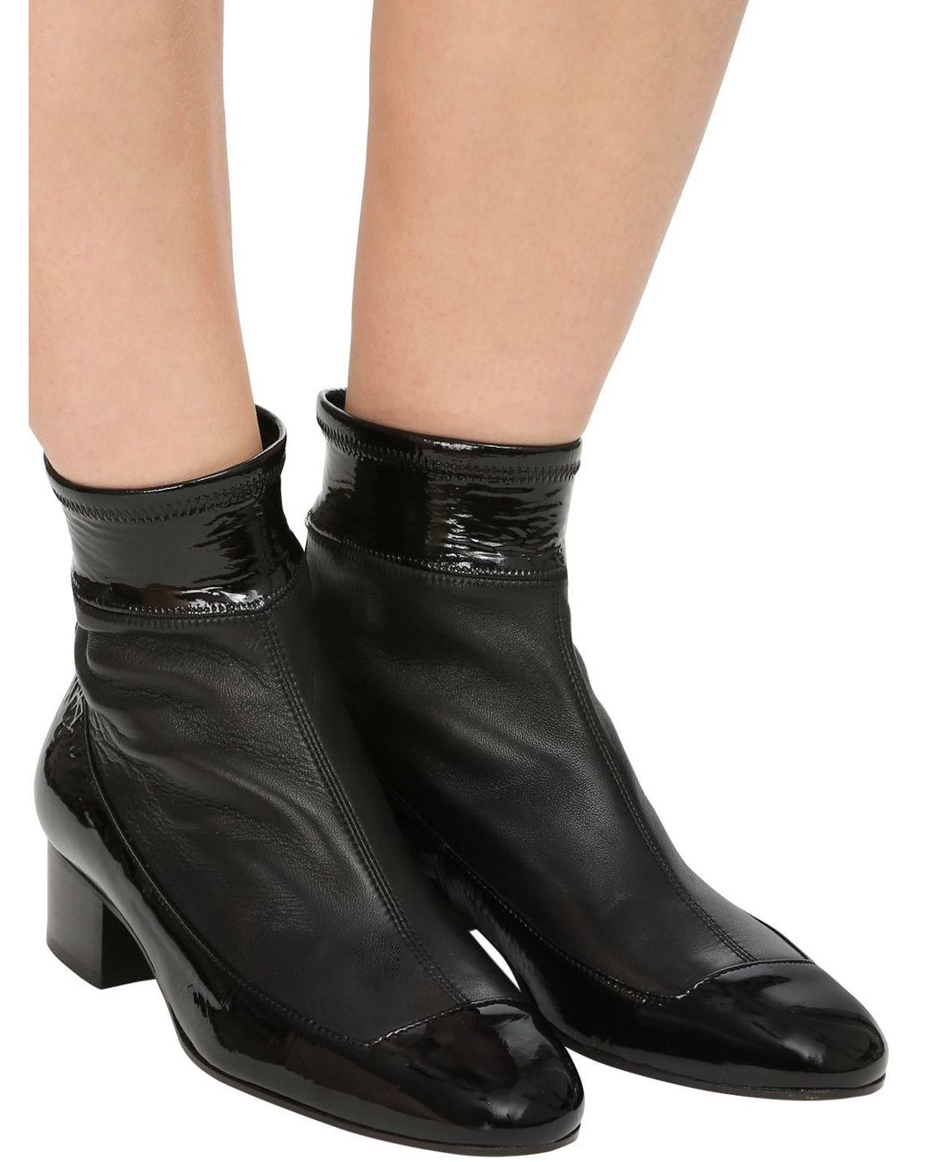 stretch leather ankle boots