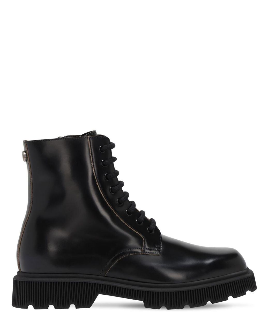 Gucci Gg Metal Leather Combat Boots in Black for Men - Lyst