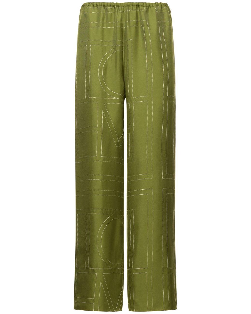 TOTEME Monogram Silk Pajama Pants in Green Lyst UK
